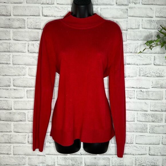 Sag Harbor Vintage Bright Red Cozy Knit Sweater Size Large - Picture 1 of 5
